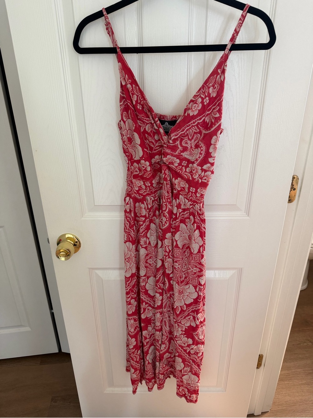 Angie Pink White Floral Midi Dress Size Medium